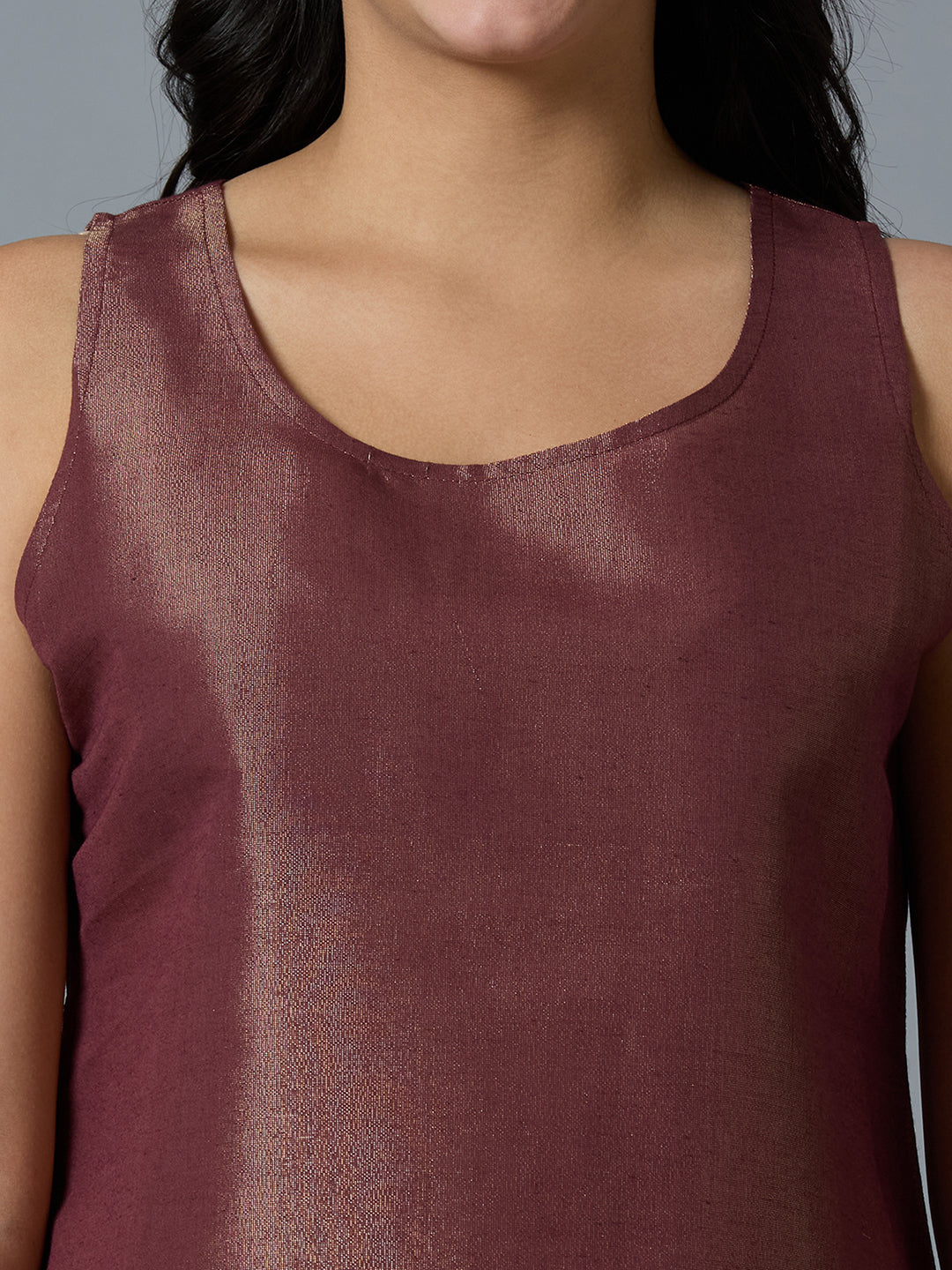 Wine Gold Brocade Sleeveless Top