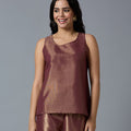 Brocade Wine Gold Sleeveless Top
