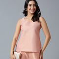 Brocade Pink Gold Sleeveless Top