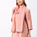 Pink Georgette Dupatta with Brocade Border