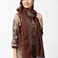 Brown Georgette Dupatta With Brocade Border