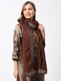 Brown Georgette Dupatta With Brocade Border