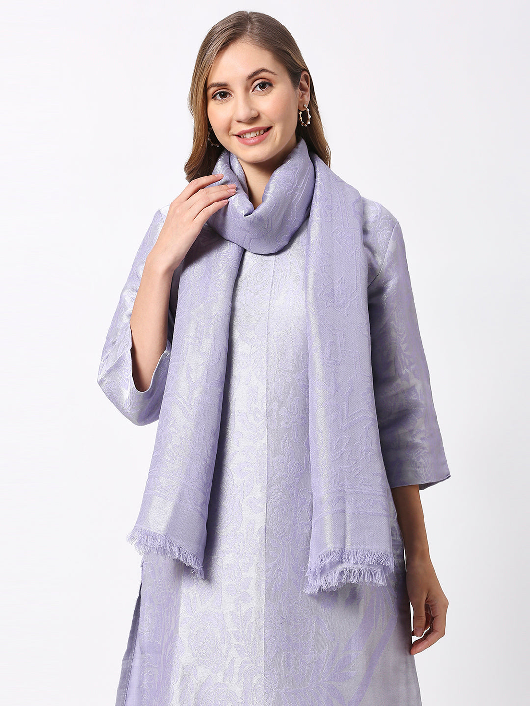 Brocade Floral Designed Lavender Wrap