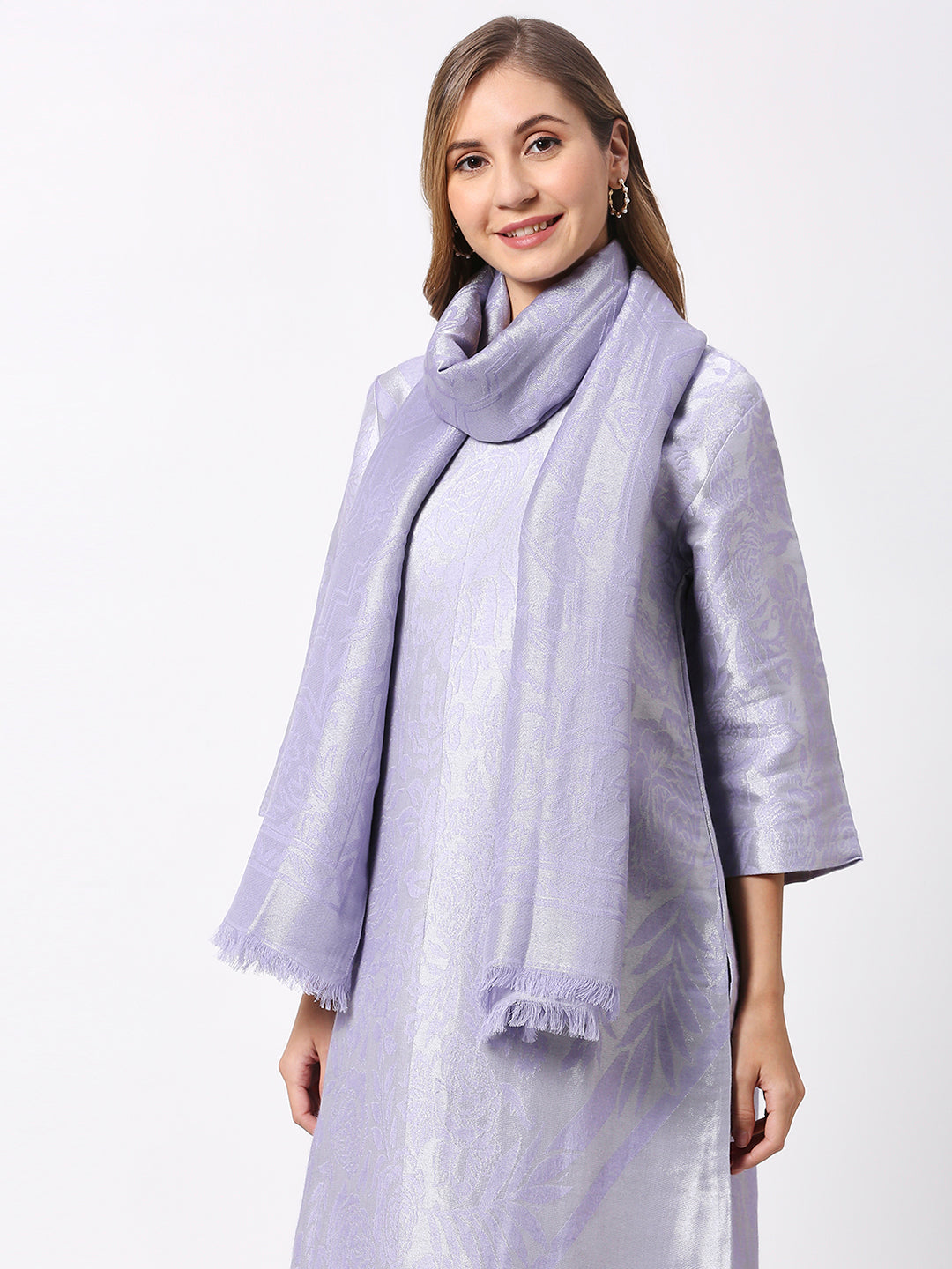 Brocade Floral Designed Lavender Wrap