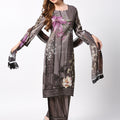 Grey Floral Printed Kurta Set