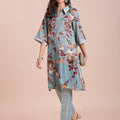 Metallic Floral Aqua Kurta