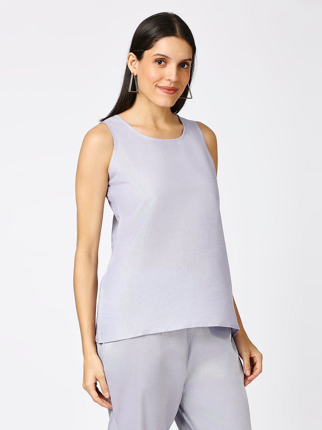 Lavender Silver Brocade Sleeveless Top