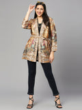 Roman Printed Design Kimono on Metallic Fabric