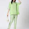 Green Top with Brocade Trims & Pant