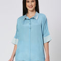 Viscose Iceblue Top with Brocade Trims