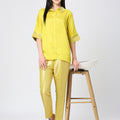 Lime Top with Brocade Trims & Pant