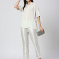 White Top with Brocade Trims & Pant