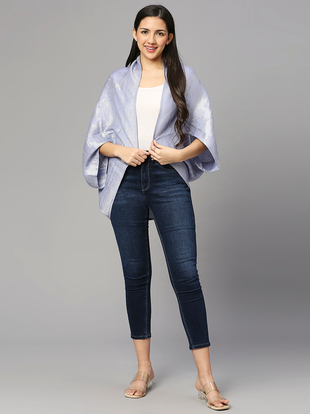 Brocade Floral Design Lavender Shrug