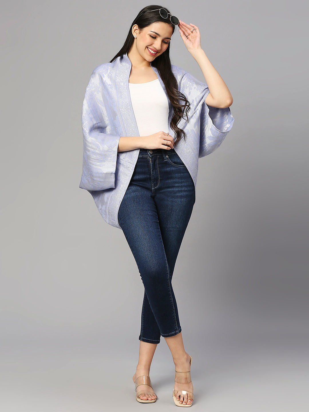 Brocade Floral Design Lavender Shrug