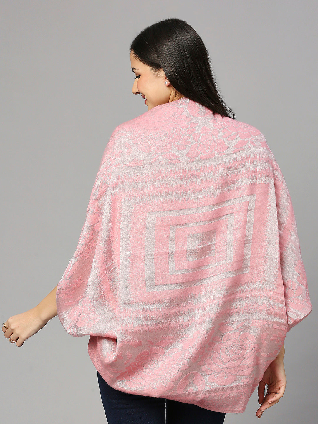 Brocade Floral Design Peach Shrug