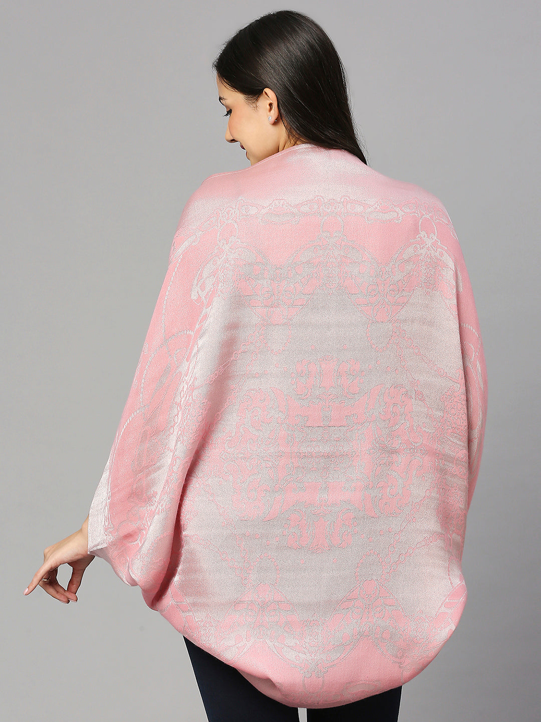 Brocade Roman Pattern Peach Shrug