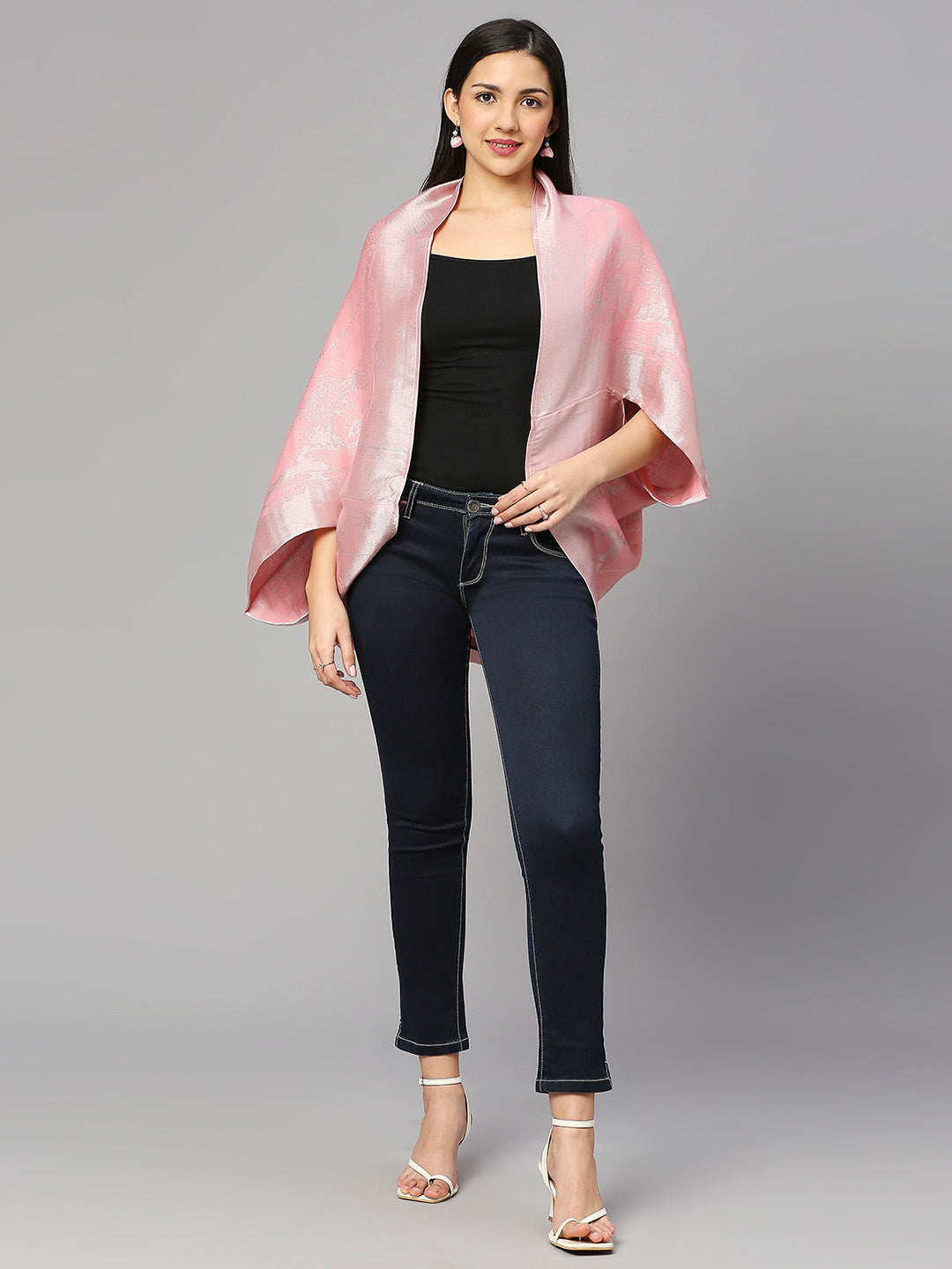 Brocade Roman Pattern Peach Shrug