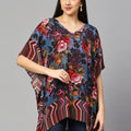 Blue Floral Short Viscose kaftan