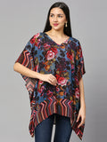 Blue Floral printed Short Viscose kaftan