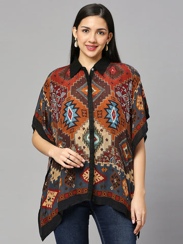 Multicolored Kilim Printed Kaftan Shirt