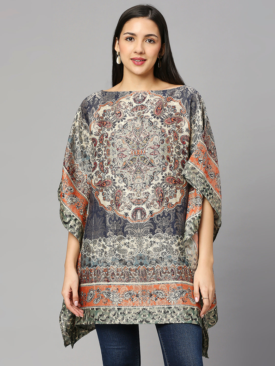 Multi Paisley Brocade Poncho