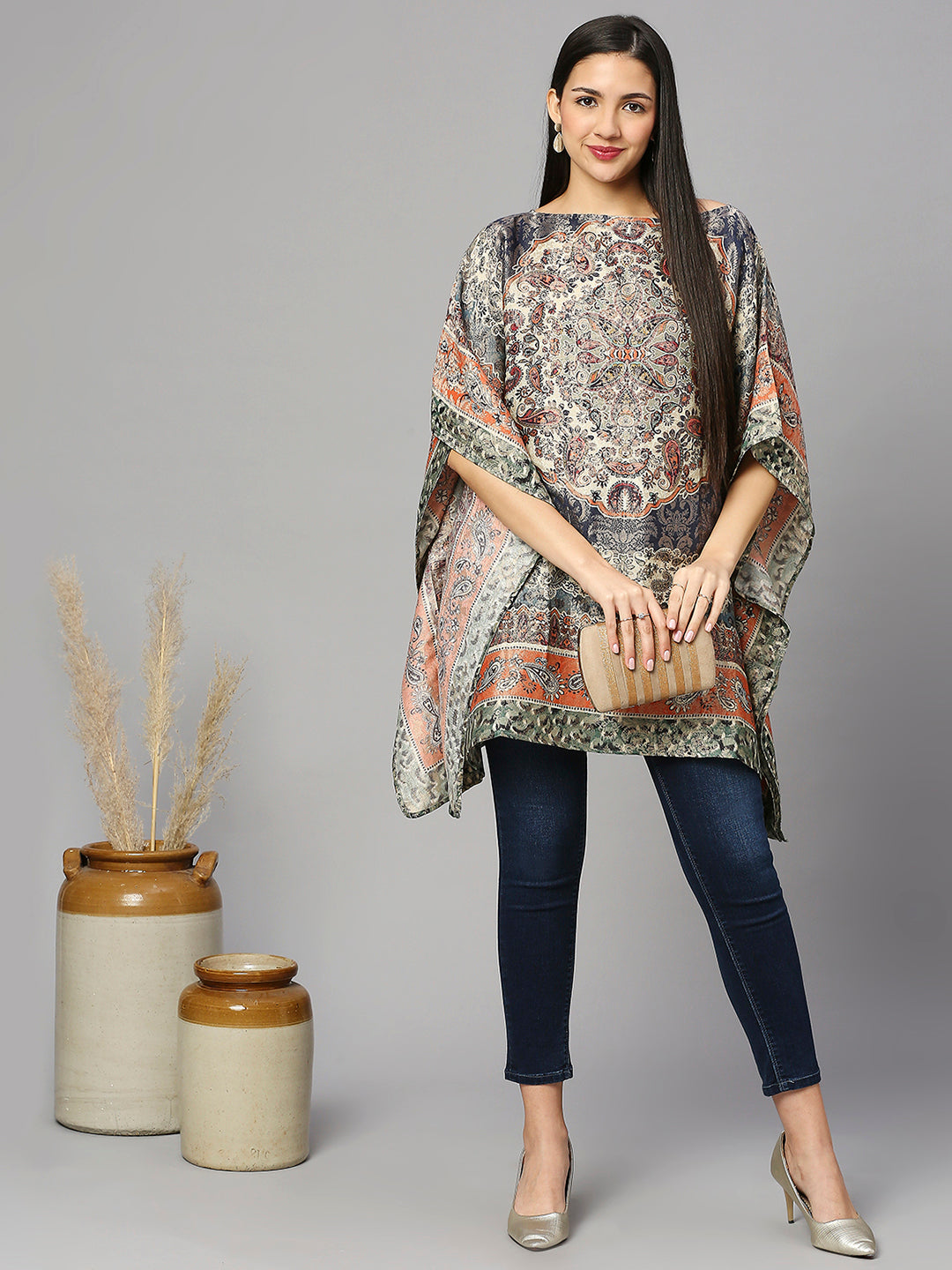 Multi Paisley Brocade Poncho