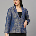 Brocade French Design Navy Short Blazer