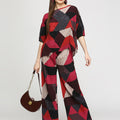 Multicolor Geometric Pleated Co-Ord Set