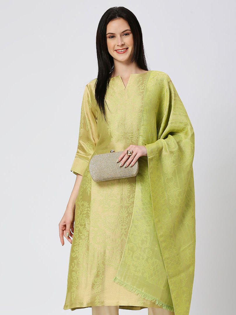 Brocade Lime Ornament Design Kurta