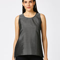Black Silver Brocade Sleeveless Top