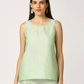 Green Silver Brocade Sleeveless Top