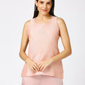 Peach Silver Brocade Sleeveless Top
