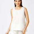 White Silver Brocade Sleeveless Top