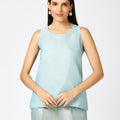 Aqua Gold Brocade Sleeveless Top