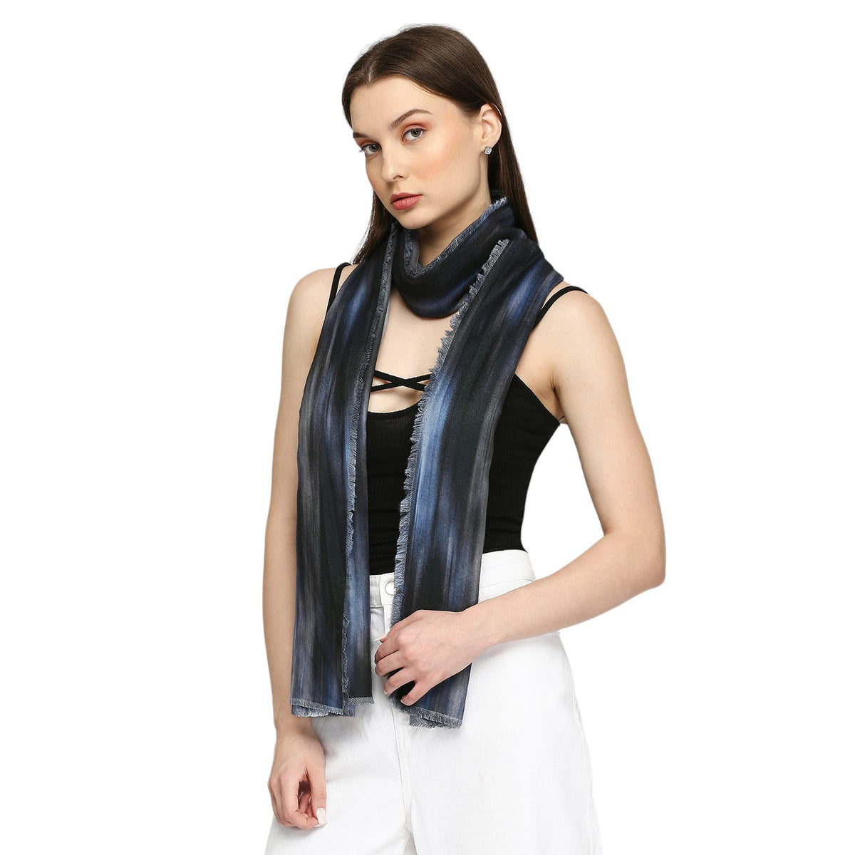 Blue Abstract Printed Reversible Scarf