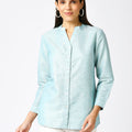 Metallic Emboss Design Aqua Shirt
