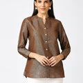 Metallic Emboss Design Brown Shirt