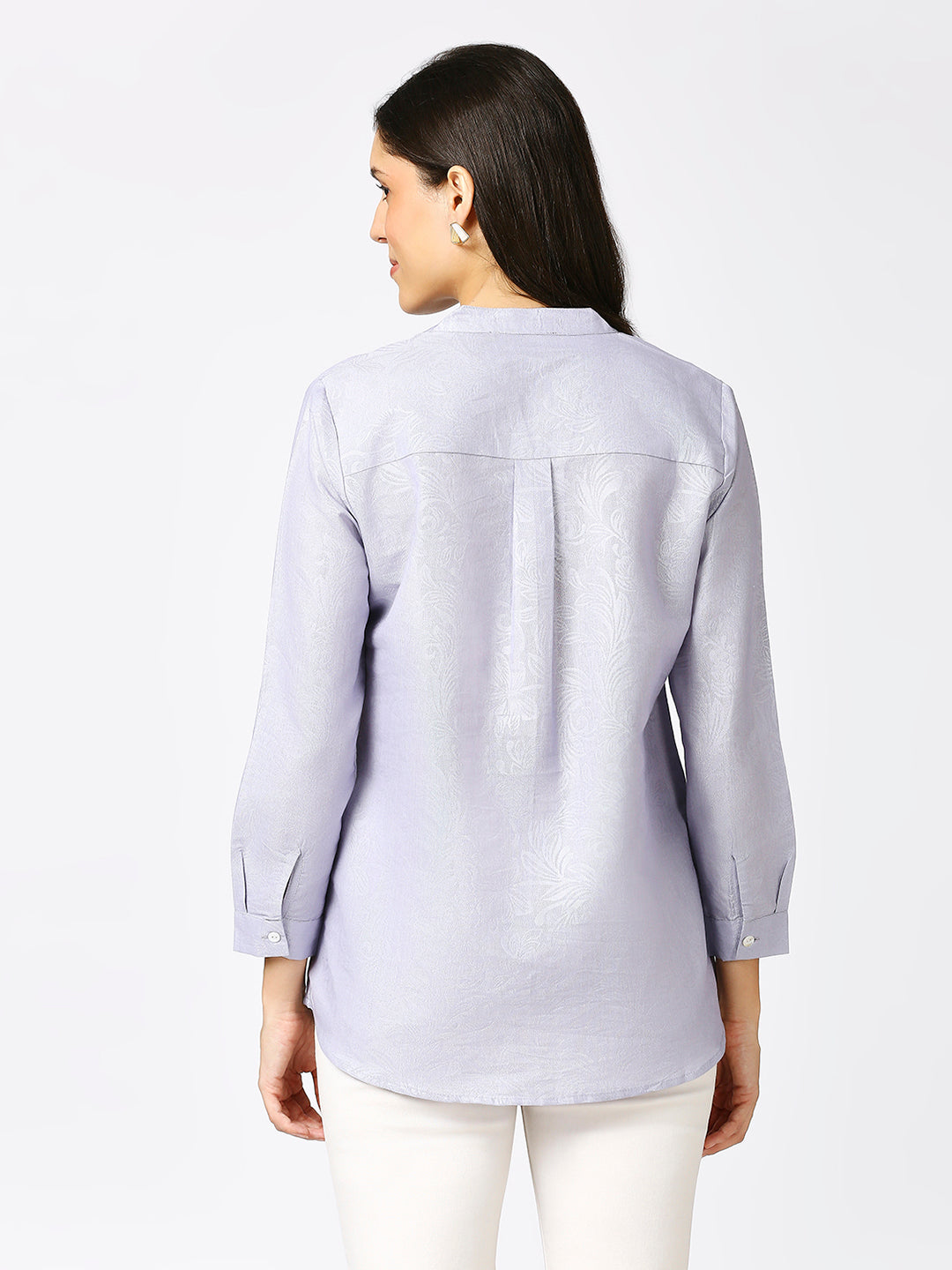 Lavender Solid Silver Emboss Design Metallic Shirt