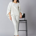 Brocade Floral Pattern White 3 Piece Set