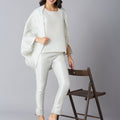 Brocade Roman Pattern White 3 Piece Set
