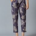 Floral Lacy Printed Navy Metallic Pant
