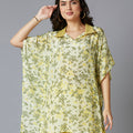 Lime Floral Printed Kaftan Top