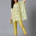 Lime Floral Printed Kaftan Top Set