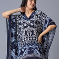 Ornamental Printed Navy Kaftan Top