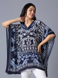 Navy Ornamental Printed Kaftan Top