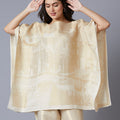 Brocade Scenery Designed Of White Poncho