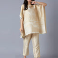Brocade Scenery Design Off White Poncho Set