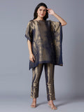 Brocade Paris Designed Navy Poncho with Brocade Pant