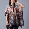 Scenery Printed Peach Multi Kaftan Top