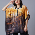 Scenery Printed Yellow Multi Kaftan Top